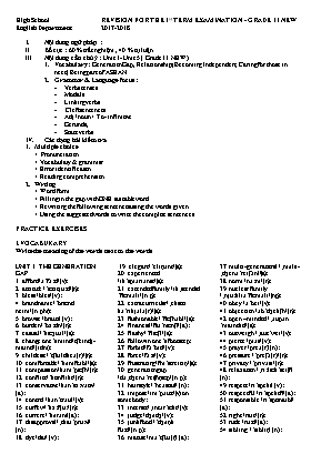 Đề cương ôn tập học kỳ I môn tiếng Anh Lớp 11 - Năm học 2017-2018